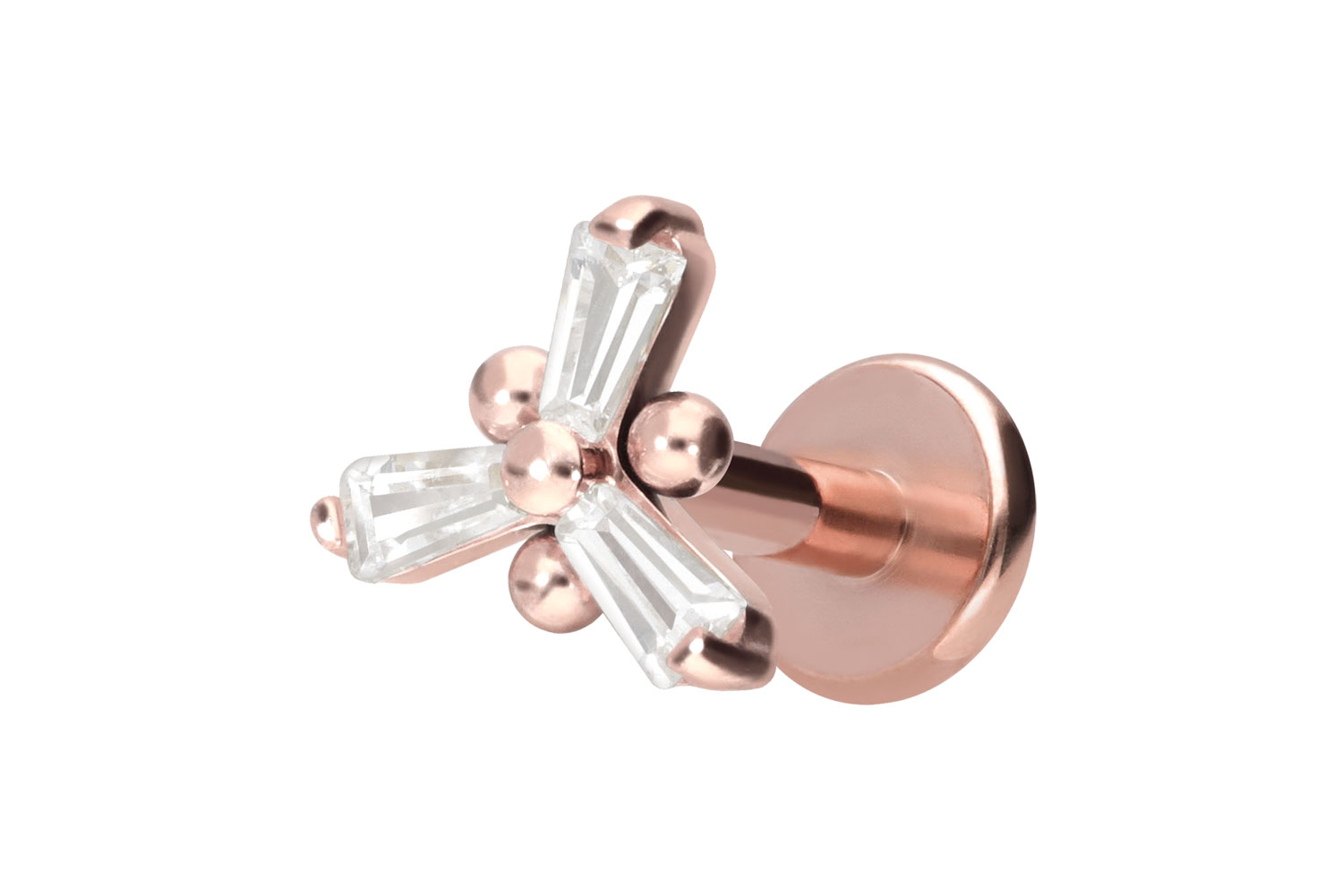 Titan Labret Piercing mit Innengewinde KRISTALLBLUME